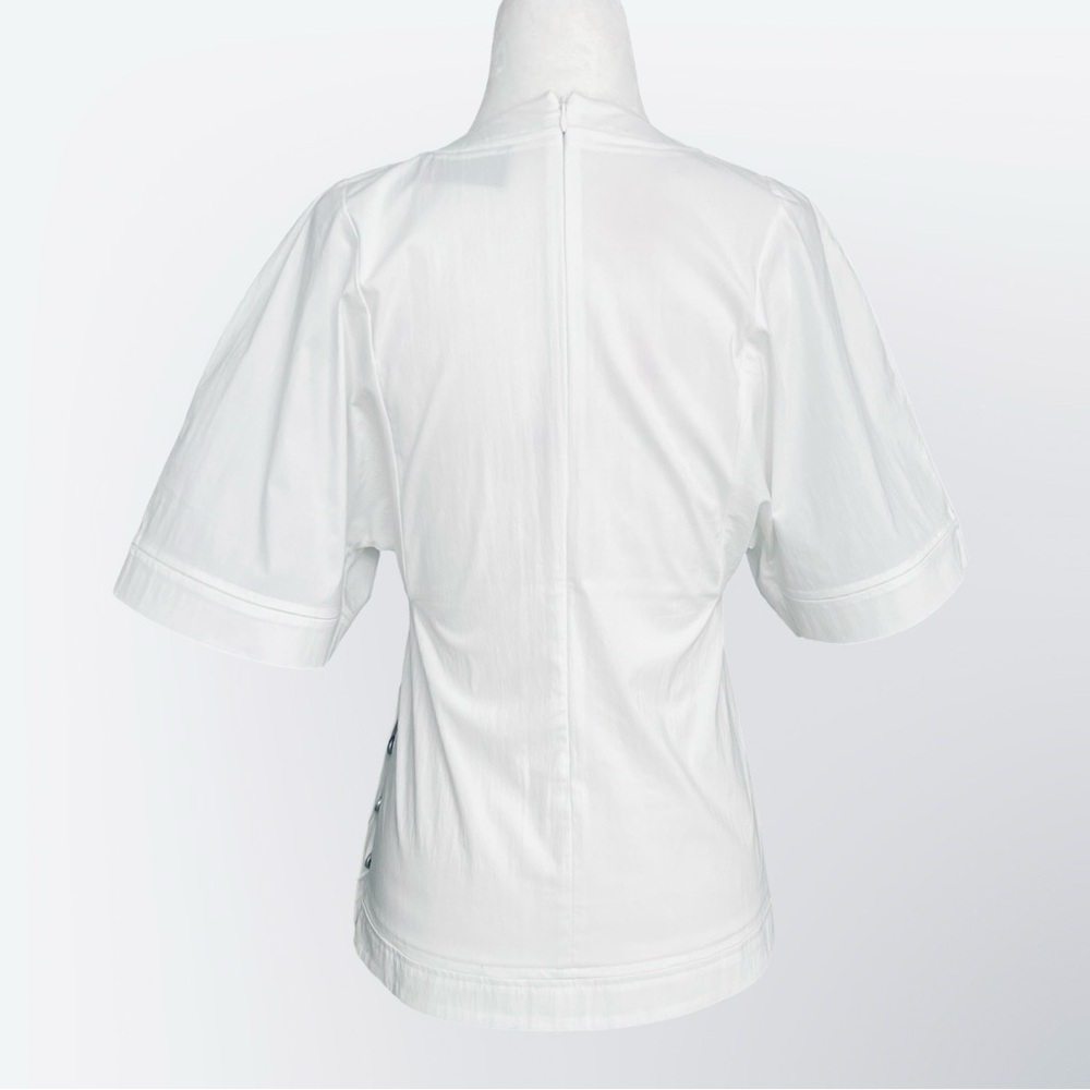 Modern Citizen “Chiyo” Side Button Short Sleeve Zip-Back Blouse Top White XS EUC - Picture 7 of 16